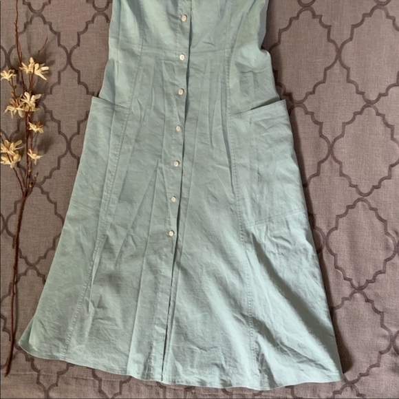 NWT-Theory Chic, Classic Beauty Wardrobe Staple! Sky Blue Button Front Day Dress - Picture 5 of 16